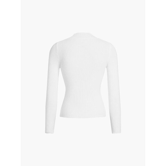 Commense NWT Mock Neck Rib Long Sleeve Knit Top in White size Small - Picture 8 of 8